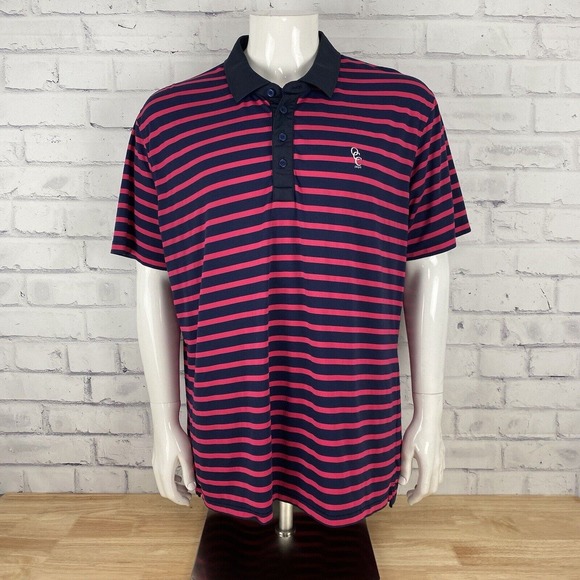 G/Fore Shirt Men's XL Polo Golf Short Sleeve Pink Striped Golfing Oceanside Club - Picture 1 of 14